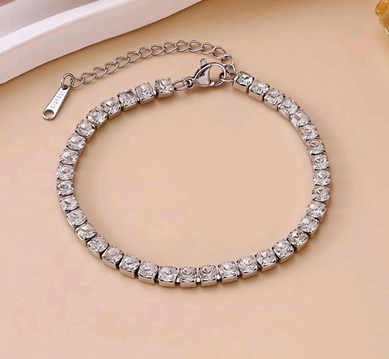pulsera zirconias plateada
