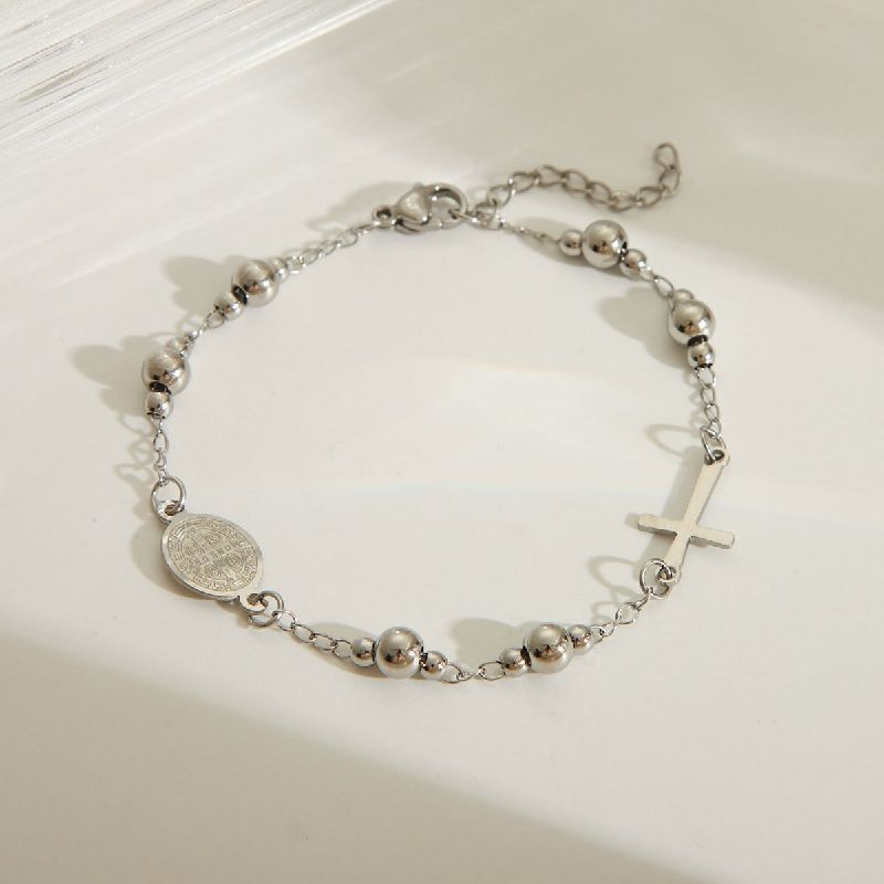 pulsera religiosa plateada