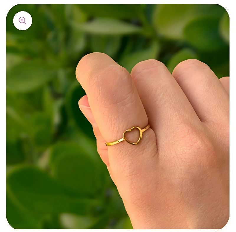 anillo corazón delineado dorado