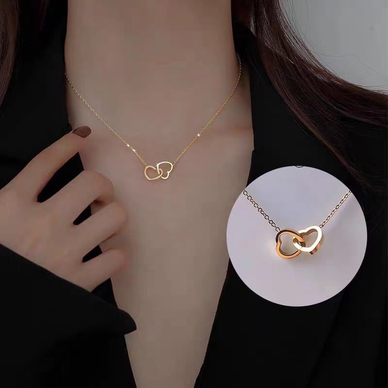 collar corazón enlazado dorado