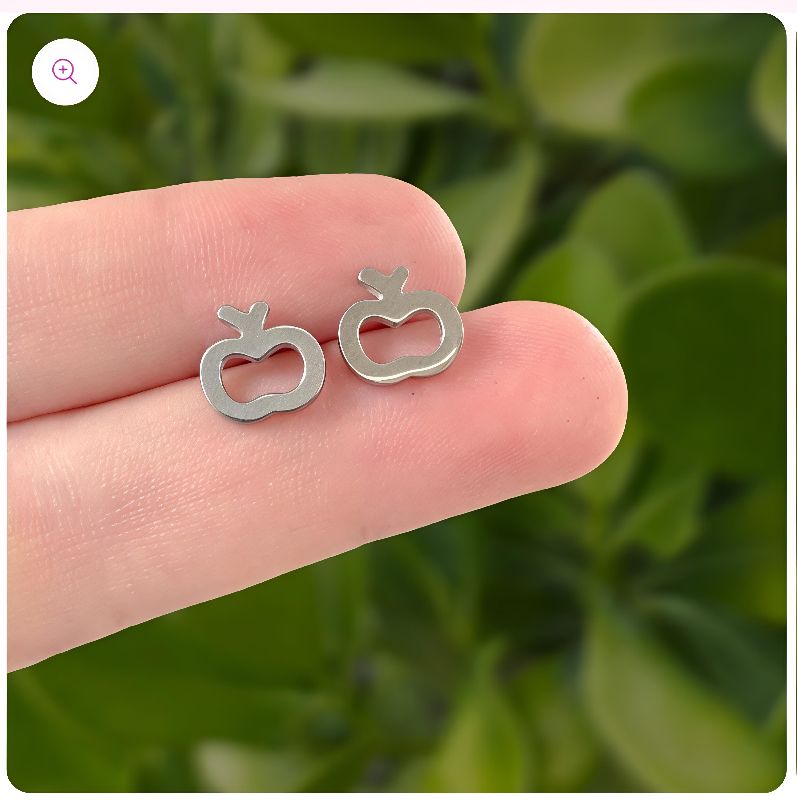 aretes plateados mini manzana