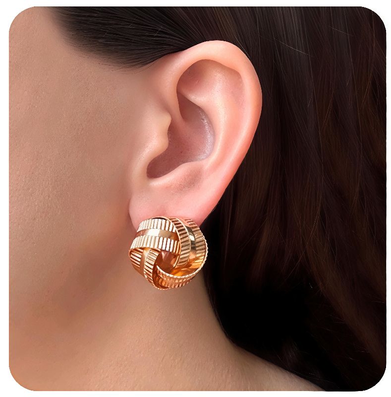 aretes nudo dorado