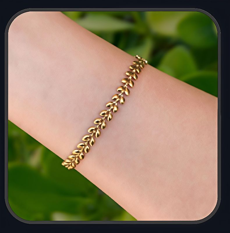 pulsera dorada hojas laurel