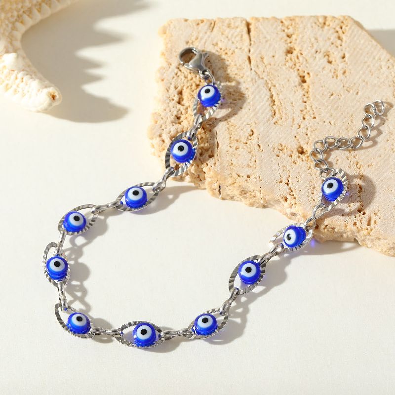 pulsera ojo turco azul plateada