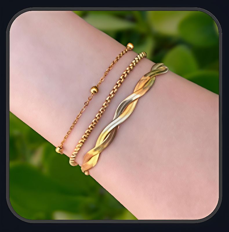 set pulseras doradas (delgada)