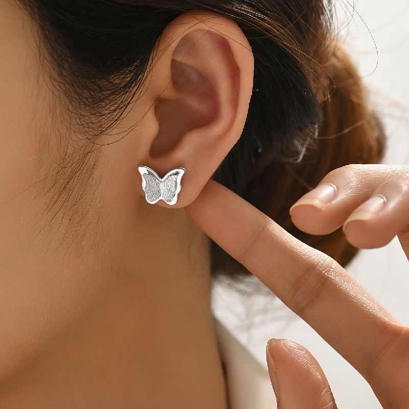 aretes mariposa plateados