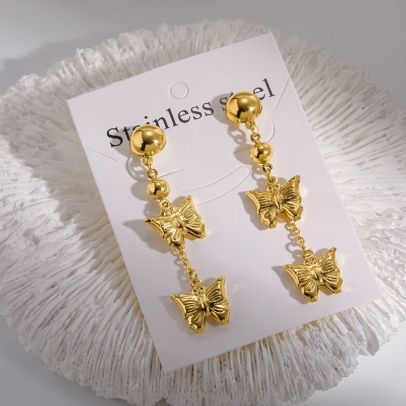 aretes largos mariposas