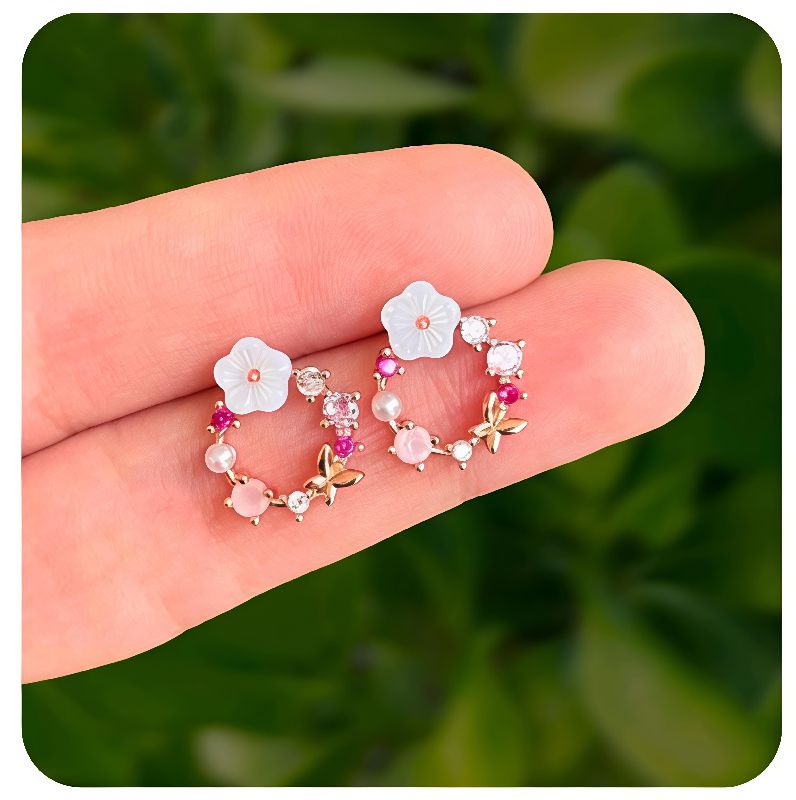 aretes mini aro flor