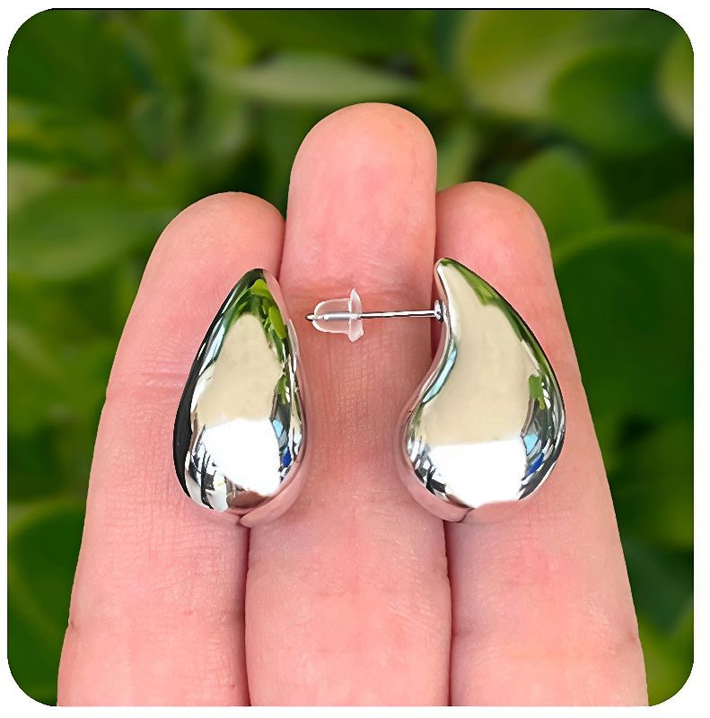 aretes gota plateada