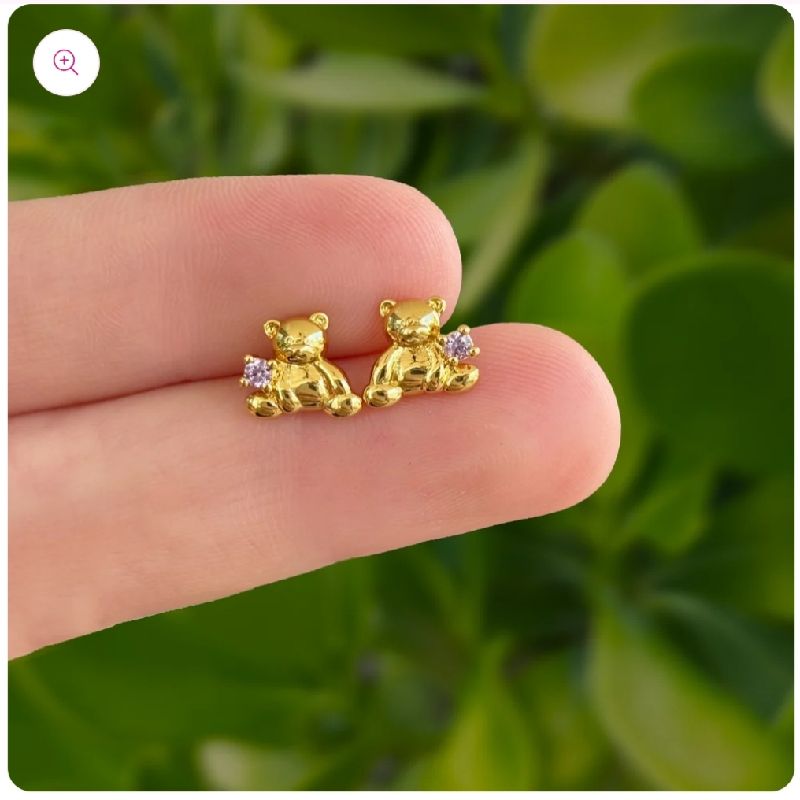 aretes de osito con zirconia lila