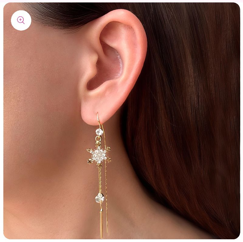 aretes dorados copo de nieve