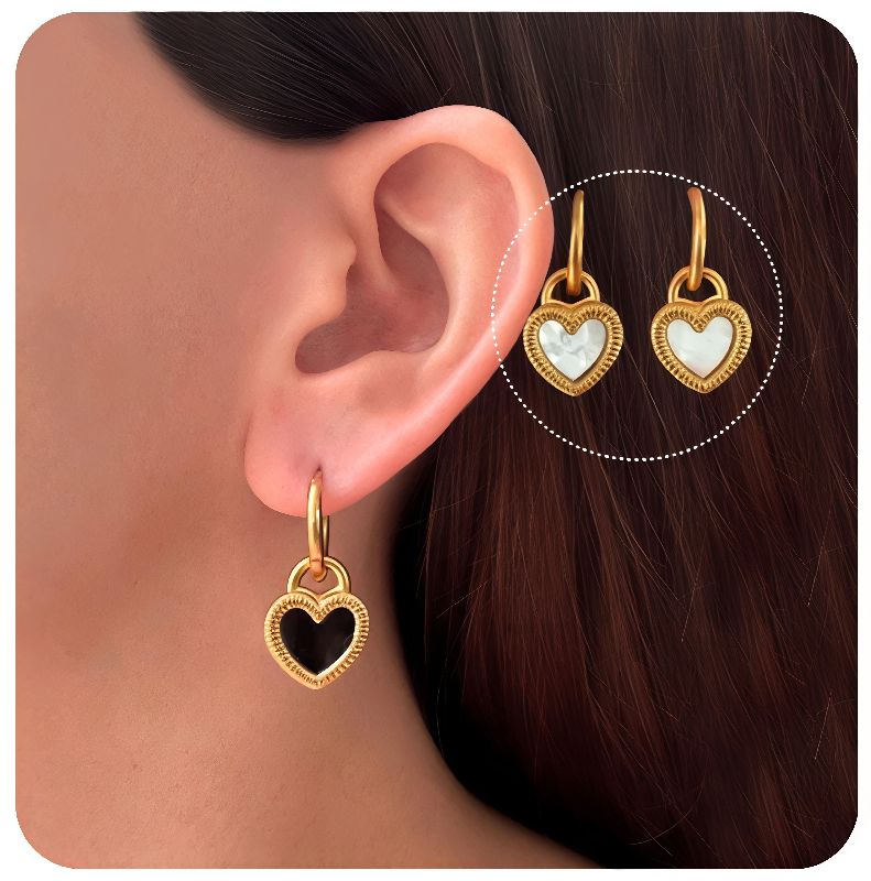 aretes corazón doble vista