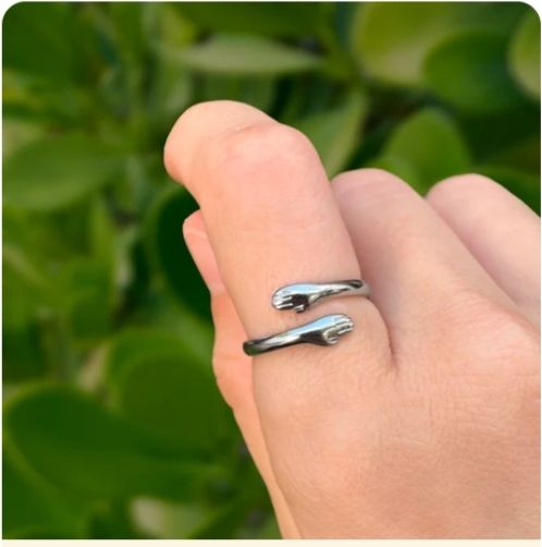 anillo abrazo plateado