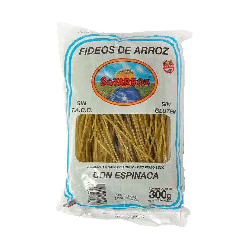 Fideos de Arroz con Espinaca sin TACC x 300 grs SOY ARROZ