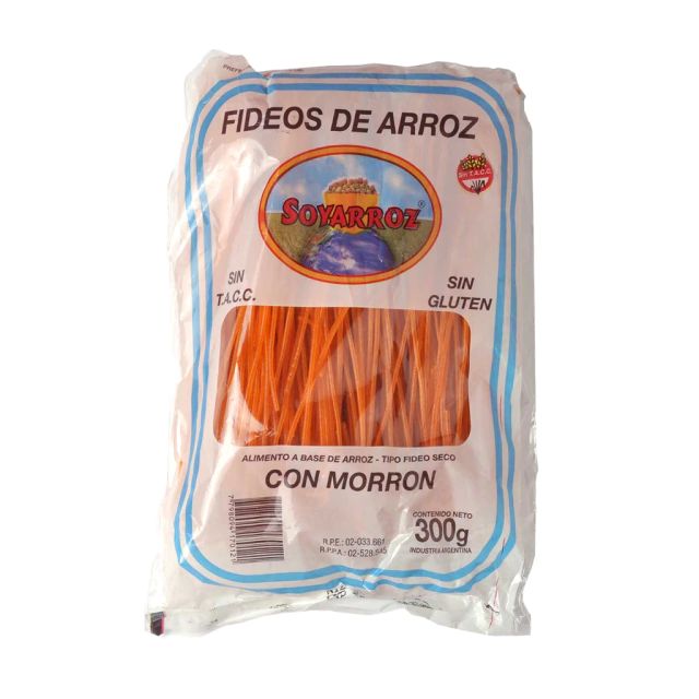 Fideos de Arroz con Morrón sin TACC x 300 grs SOY ARROZ