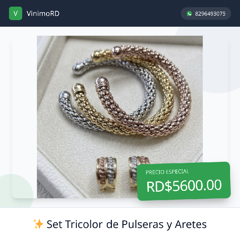 Set tricolor de pulseras y Aretes