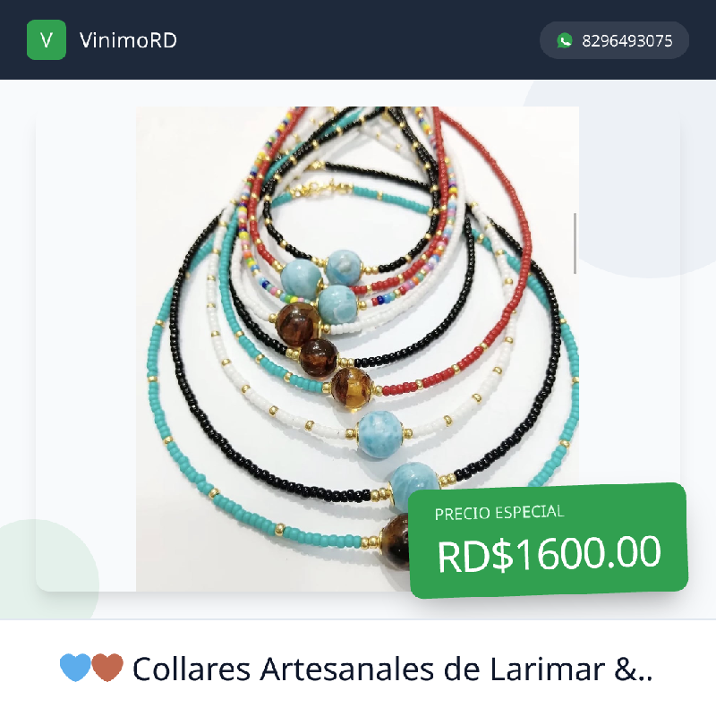 collares artesanales  en larimar y ambar
