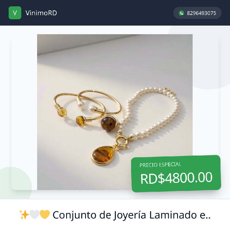 Conjunto de joyería Laminado oro con perlas semi preciosas