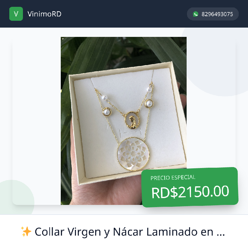 Collar Virgen y Nácar Laminado en Oro