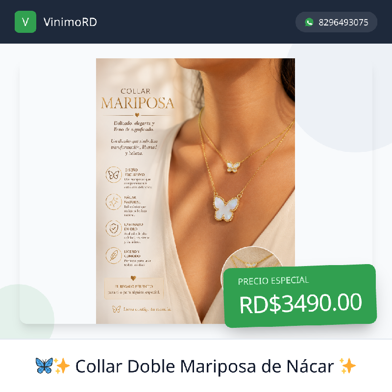 Collar doble mariposa de nácar