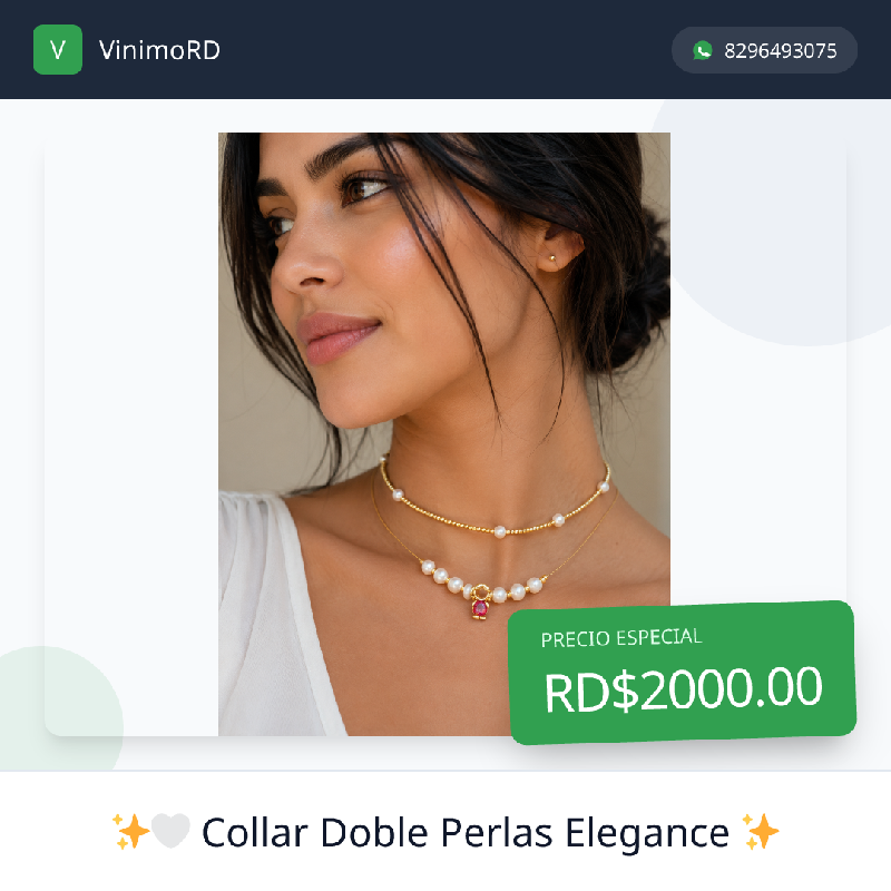 Collar doble perlas elegance