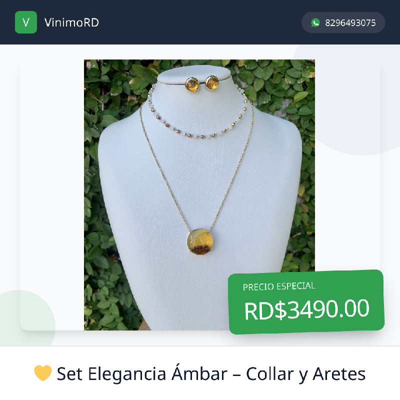 Set de elegancia ambar Collar y Aretes