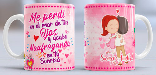 Taza Amor - Frase: Me perdí en el mar de tus ojos