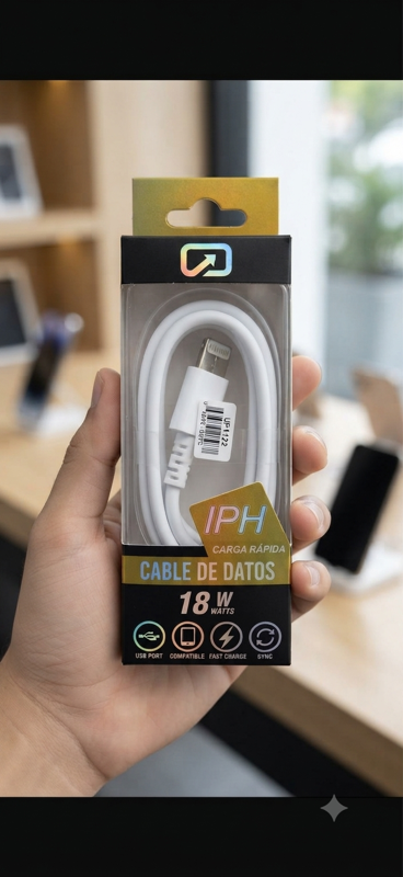 CABLE DE DATOS USB A LIGHTNING IPH REDBERRY 18W 1M (BLANCO)