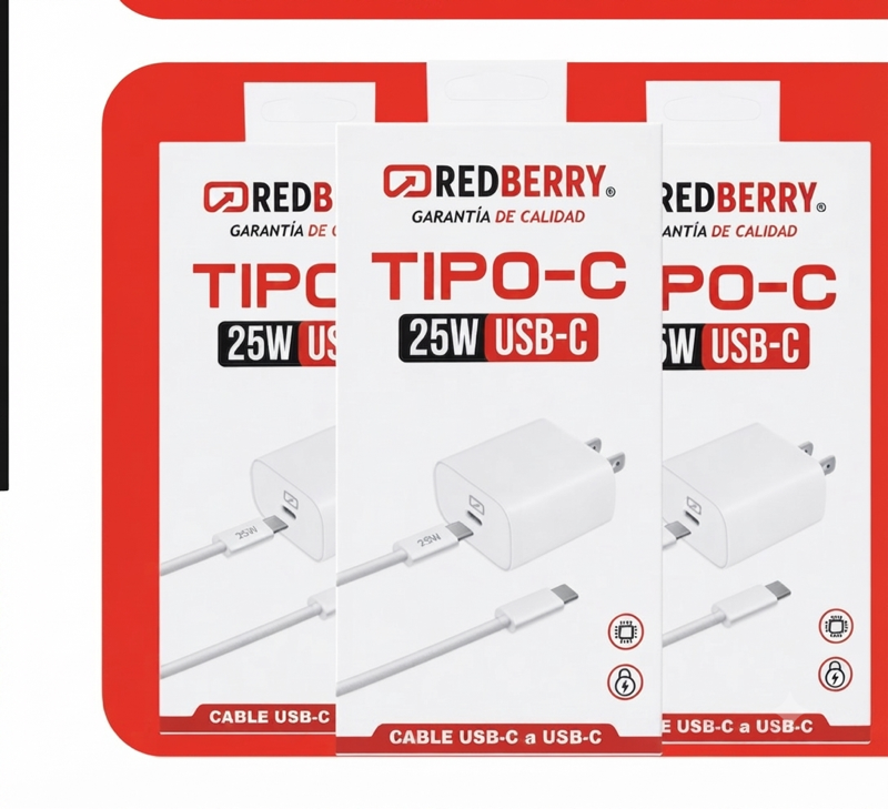 CARGADOR 25W TIPO-C REDBERRY (BLANCO)⁠