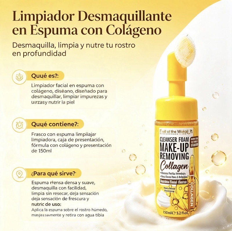 Limpiador Desmaquillante en Espuma con Colágeno