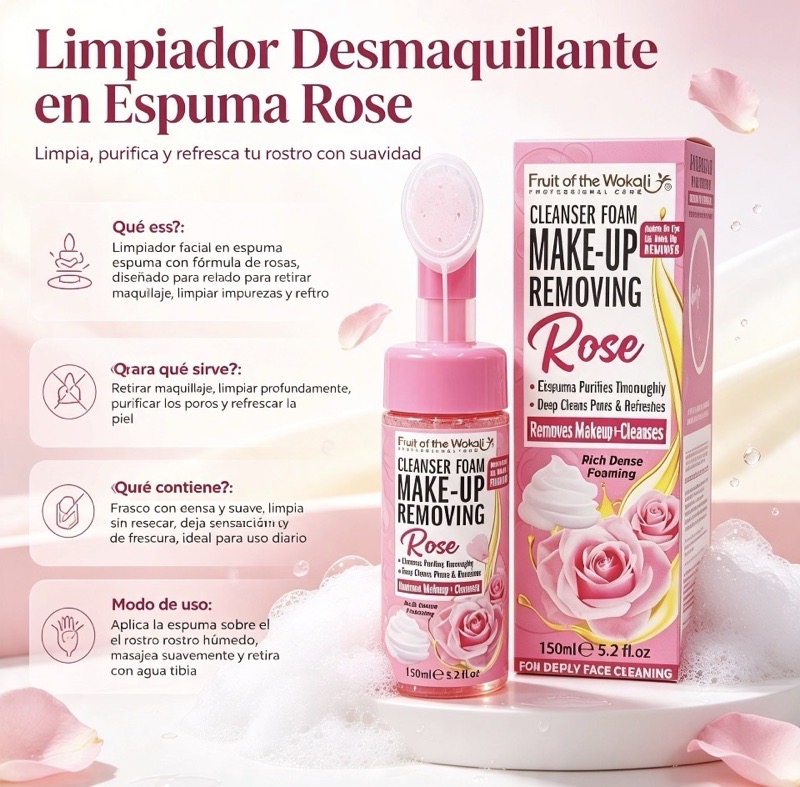 Limpiador Desmaquillante en Espuma Rose
