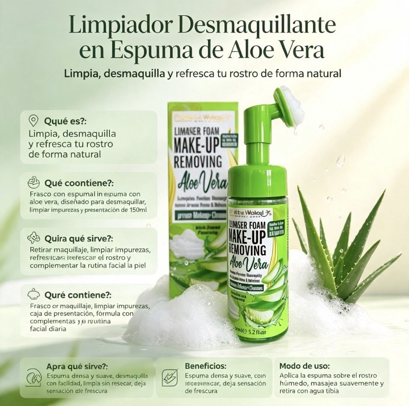 Limpiador Desmaquillante en Espuma de Aloe Vera
