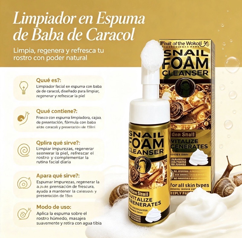 Limpiador en Espuma de Baba de Caracol