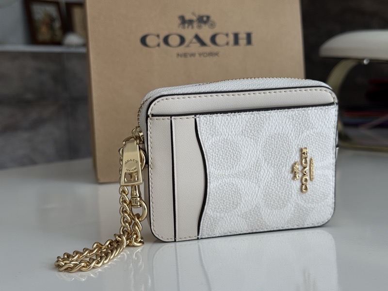 Monedero Coach Zip Card Blanco