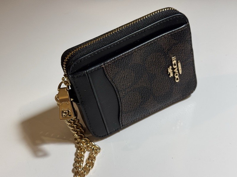 Monedero Coach Zip Card Café