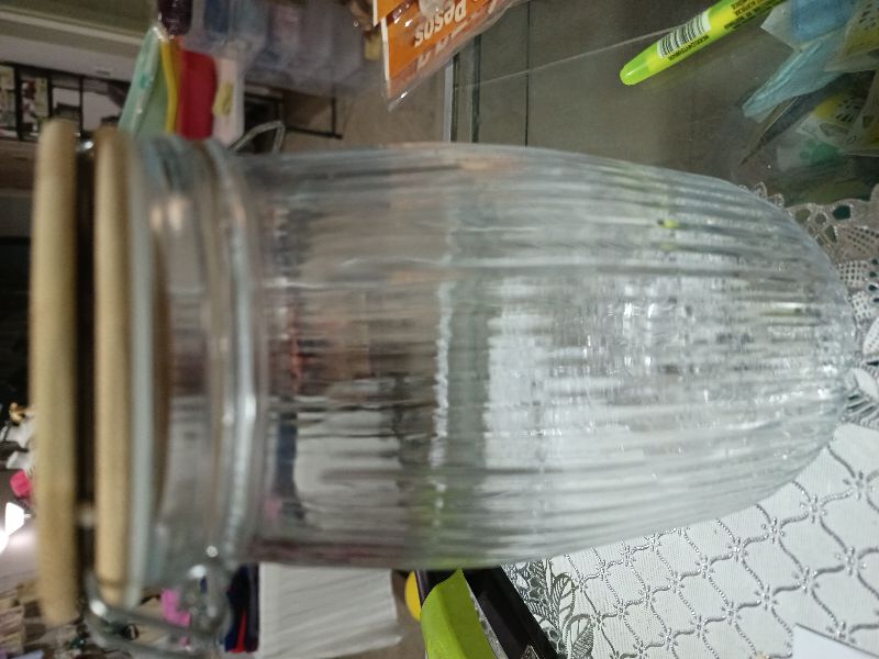 contenedor cristal tapa bambu