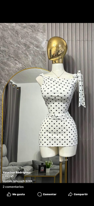 vestido puntos blanco pegado