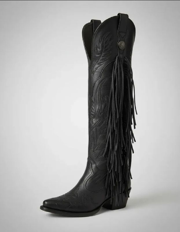 bota extra larga barbas piel negro