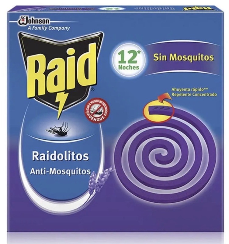 Insecticida Raid en Espirales con Aroma a Lavanda, 12 Piezas