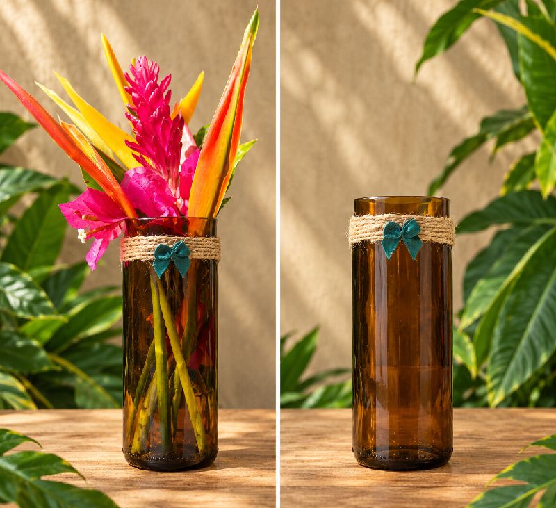 Florero de Vidrio Reciclado Ámbar ♻️🌿