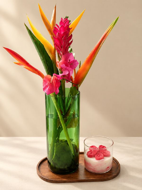 Set Decorativo: Florero + Vela + Bandejita💐