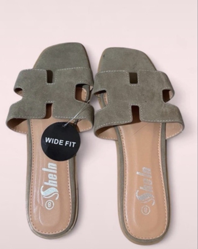 sandalia khaki para pie ancho