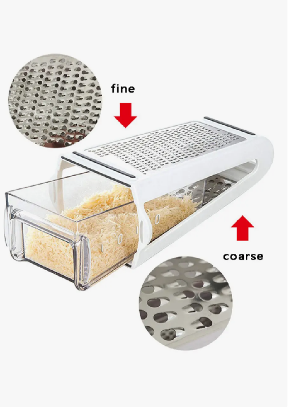 Rallador Multiuso de Cocina con Recipiente | Rallador Manual 2 en 1 para Queso, Verduras y Más