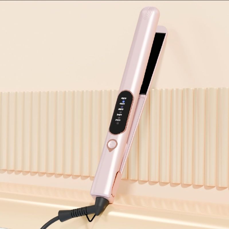 Plancha de cabello color rosa borde rosa