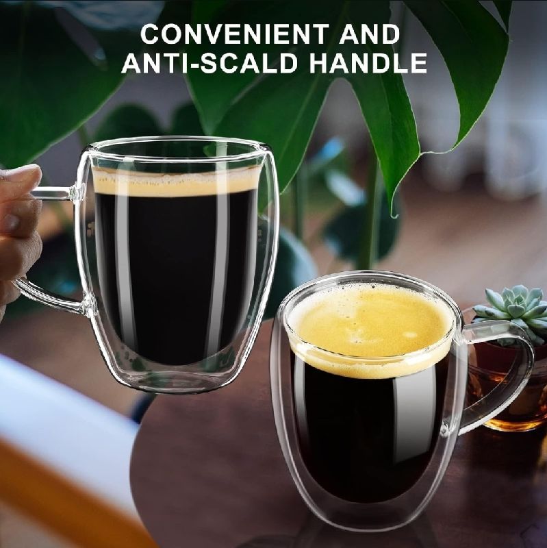 2 Tazas Doble Vidrio 350 ml (12 oz)