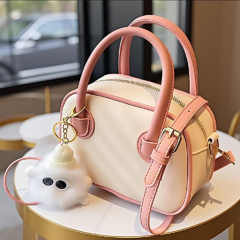 Cartera Mini Elegante para Mujer con Correa y Llavero de Peluche