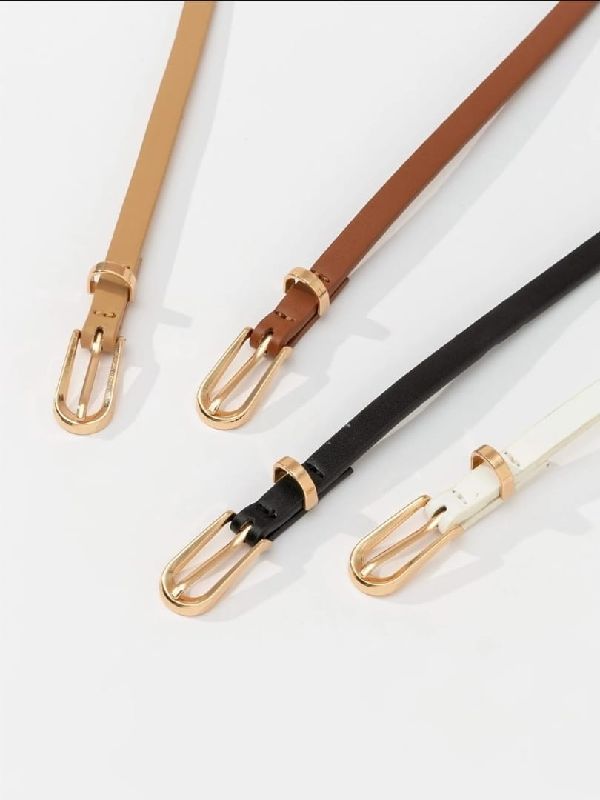 Set de 4 Cinturones Fino para Mujer con Hebilla Dorada
