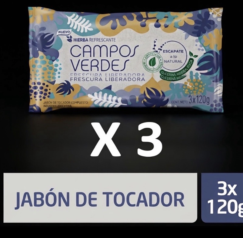 JABÓN TOCADOR X3 CAMPOS VERDES