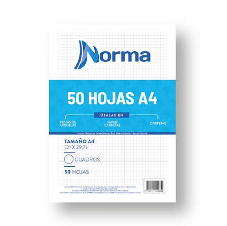 Hojas A4 cuadros * 50 u